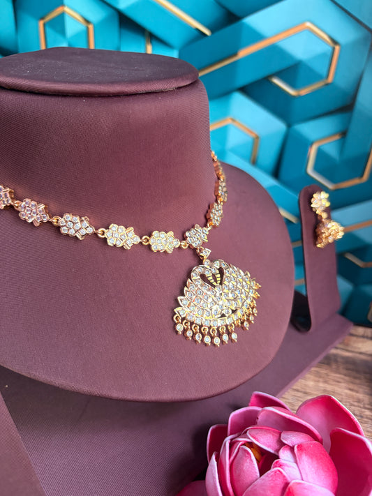 Annam white stone attigai with earrings