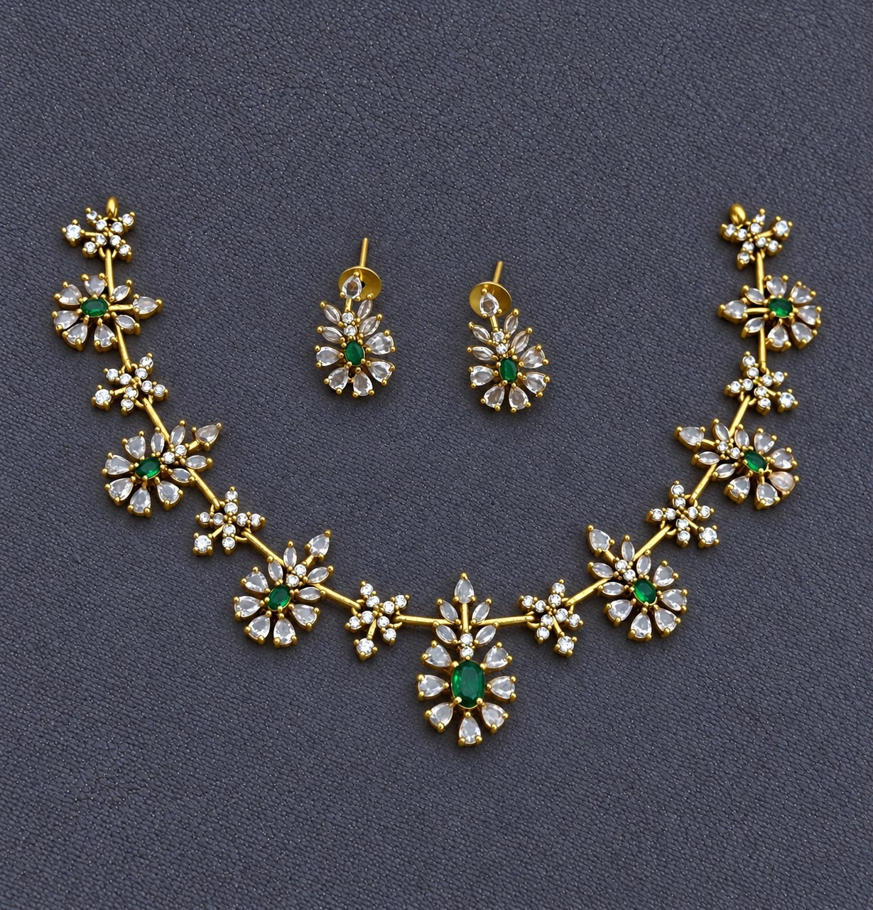 Star stone studded necklace with earrings