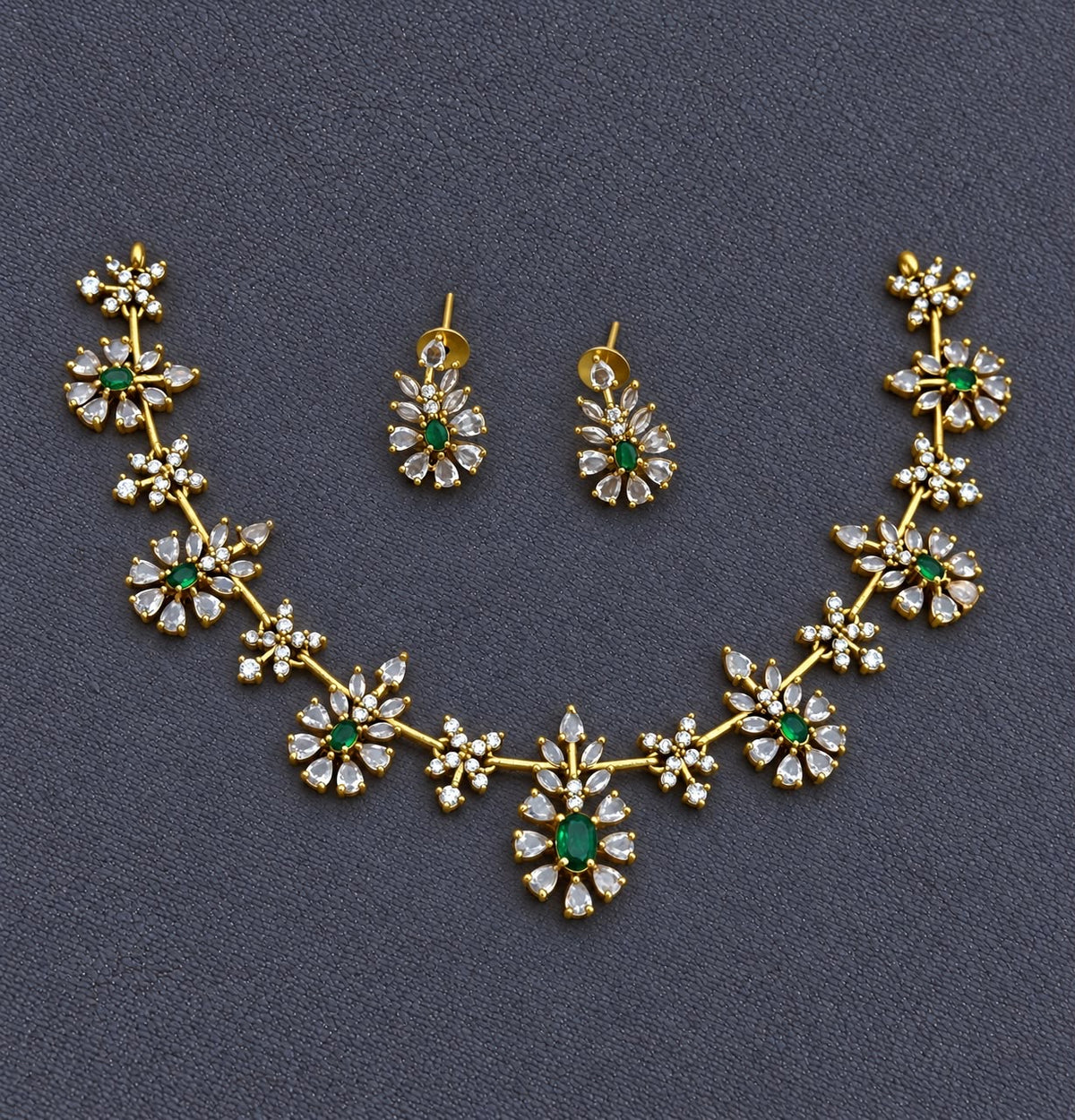Star stone studded necklace with earrings