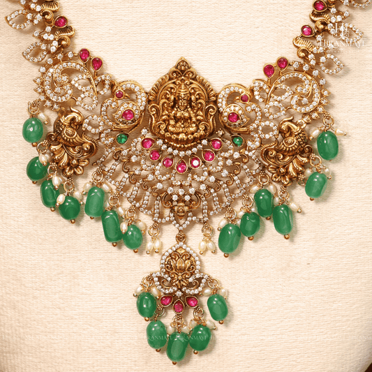 Antique with American diamond and kundan stone studded long haram