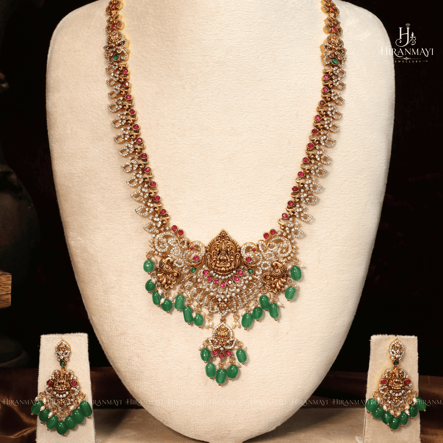 Antique with American diamond and kundan stone studded long haram