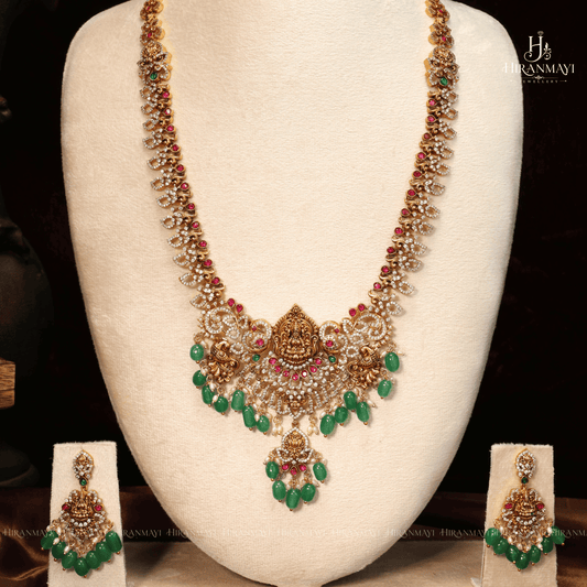 Antique with American diamond and kundan stone studded long haram
