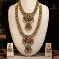 Antique Lakshmi with beautiful peacock motif semi bridal set