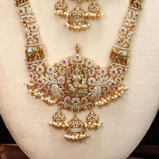 Antique Lakshmi with stones semi bridal set