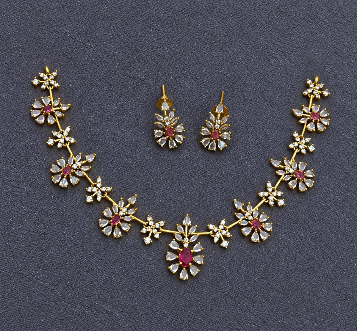 Star stone studded necklace with earrings