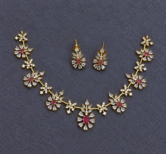 Star stone studded necklace with earrings