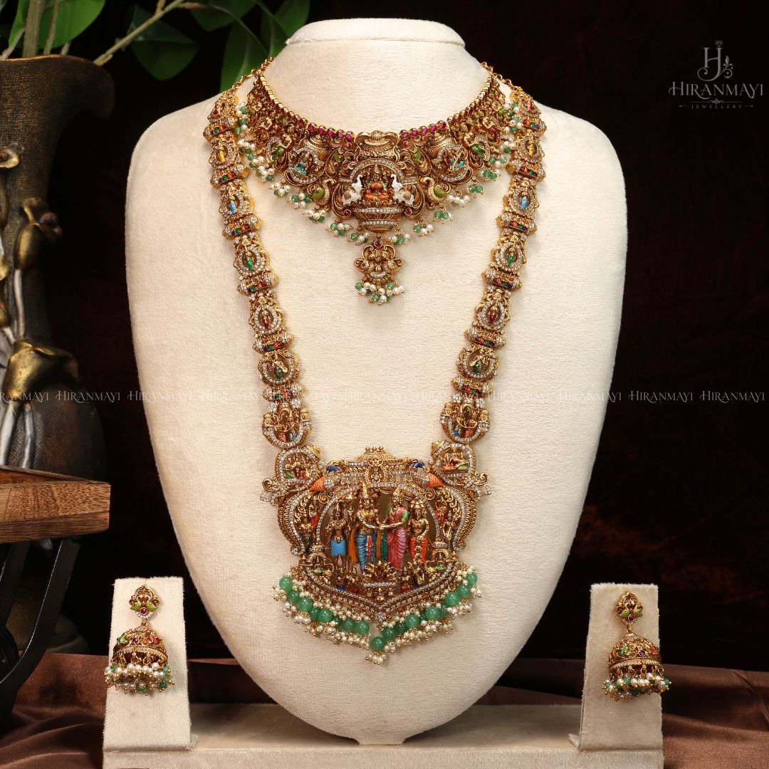 Antique Srinivasa kalyanam bridal long haram with chocker