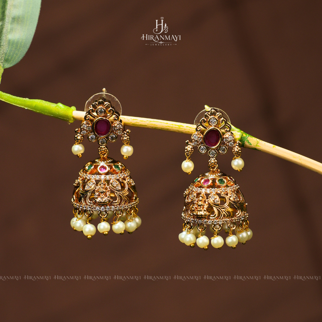 Antique Lakshmi with multi stone jumka