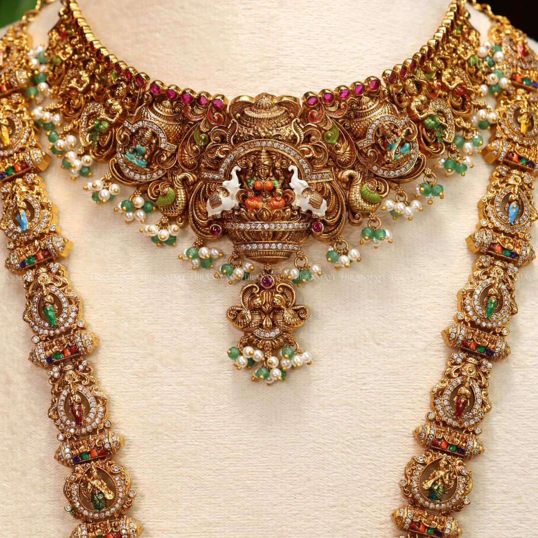 Antique Srinivasa kalyanam bridal long haram with chocker