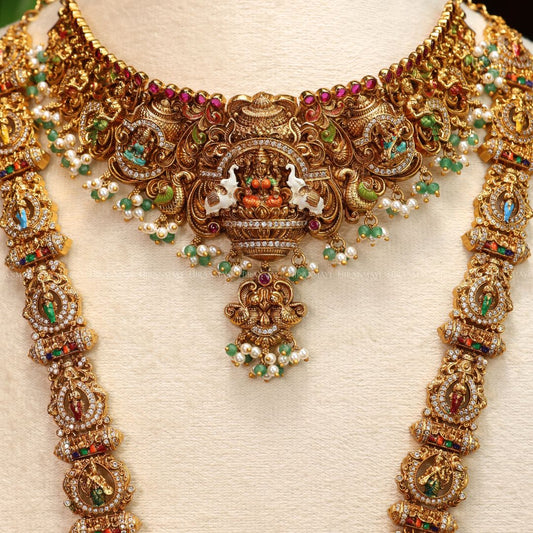 Antique Srinivasa kalyanam bridal long haram with chocker
