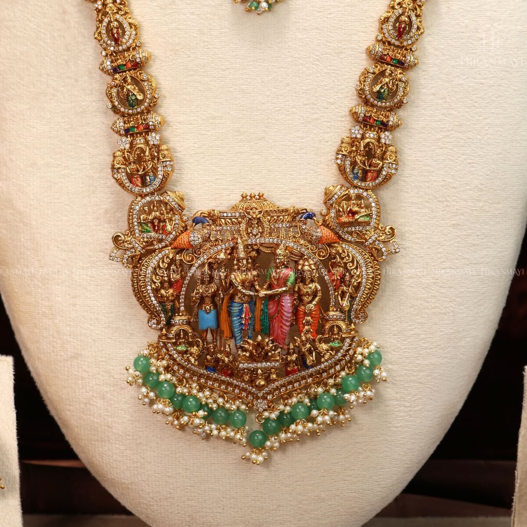 Antique Srinivasa kalyanam bridal long haram with chocker