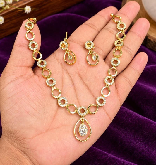 Cz stone diamond replica necklace with earrings