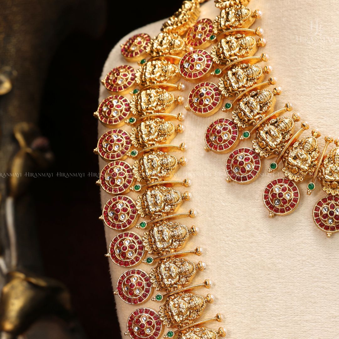Kemp stone with Lakshmi crafted bridal set