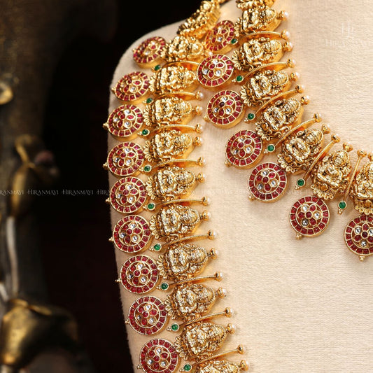Kemp stone with Lakshmi crafted bridal set