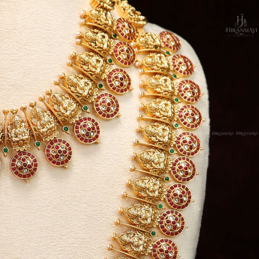 Kemp stone with Lakshmi crafted bridal set
