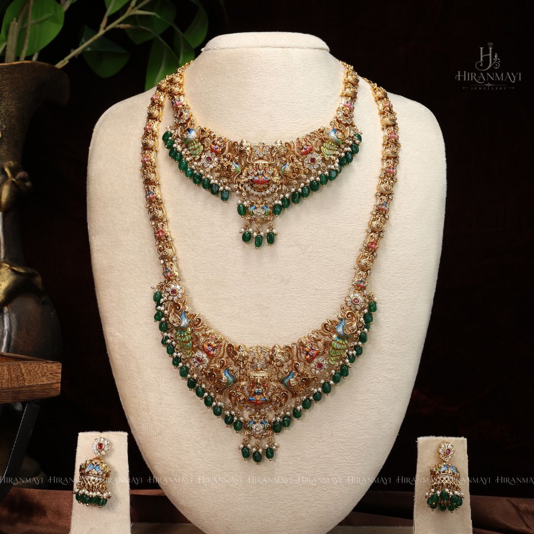 Beautifully hand crafted with Meenakari work semi bridal set