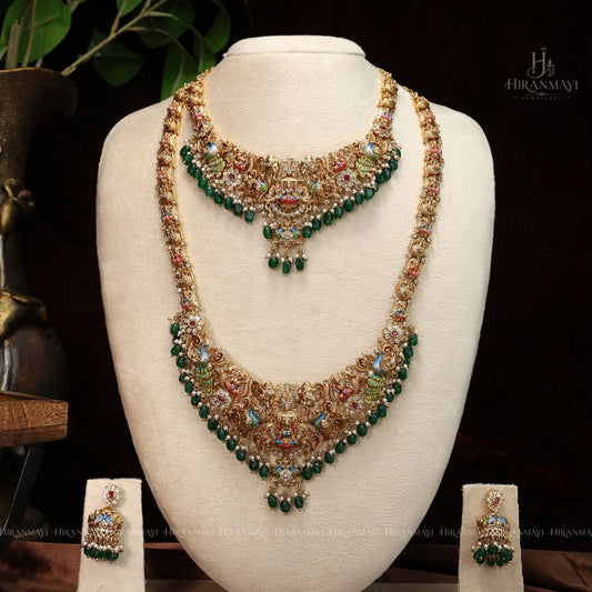 Beautifully hand crafted with Meenakari work semi bridal set