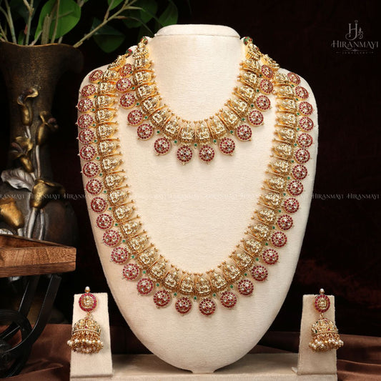 Kemp stone with Lakshmi crafted bridal set