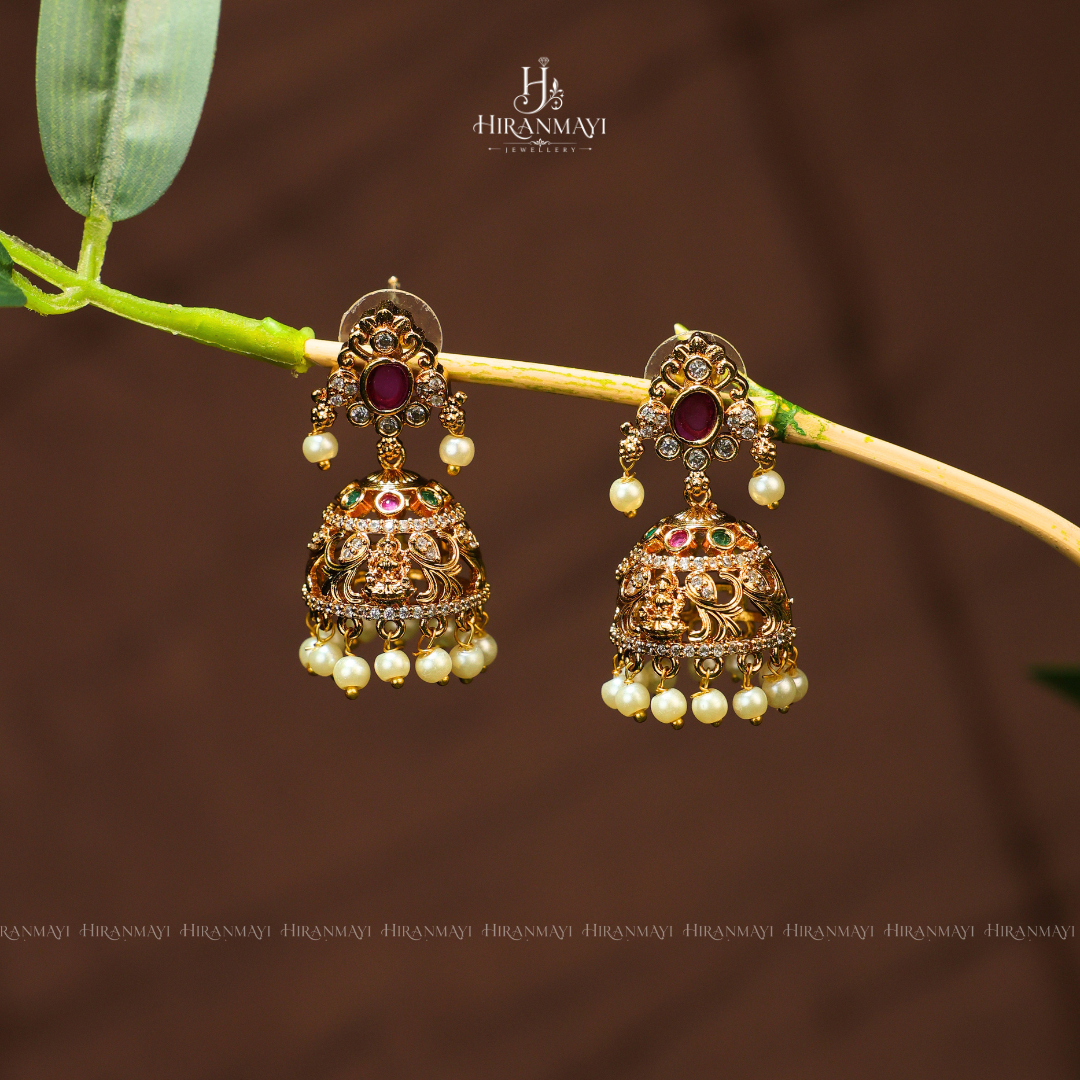Antique Lakshmi with multi stone jumka