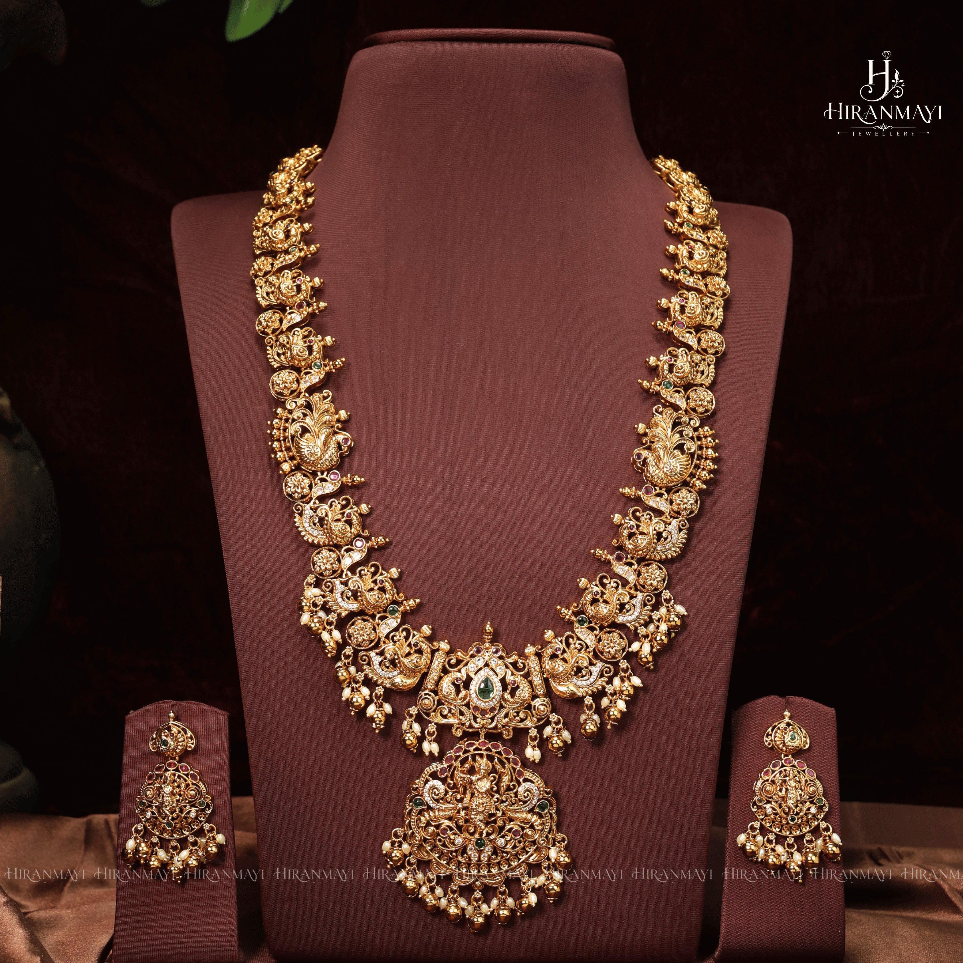 Antique Traditional Kuzhal Oothum Krishnar Motif Long Haram