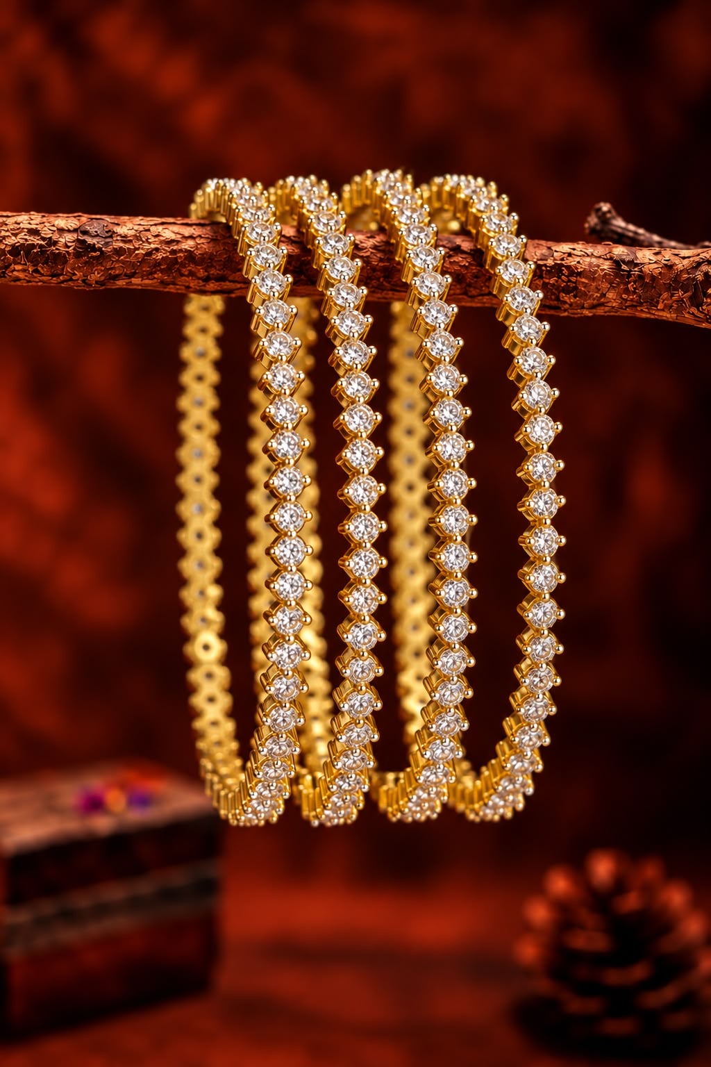 4 single line stone bangles