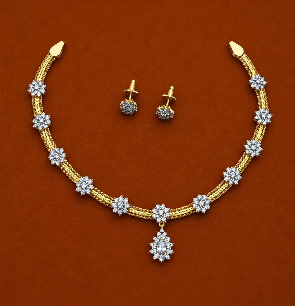 Star stone studded necklace with earrings