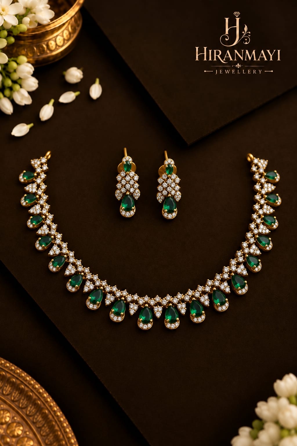 Zircon stone necklace with earrings