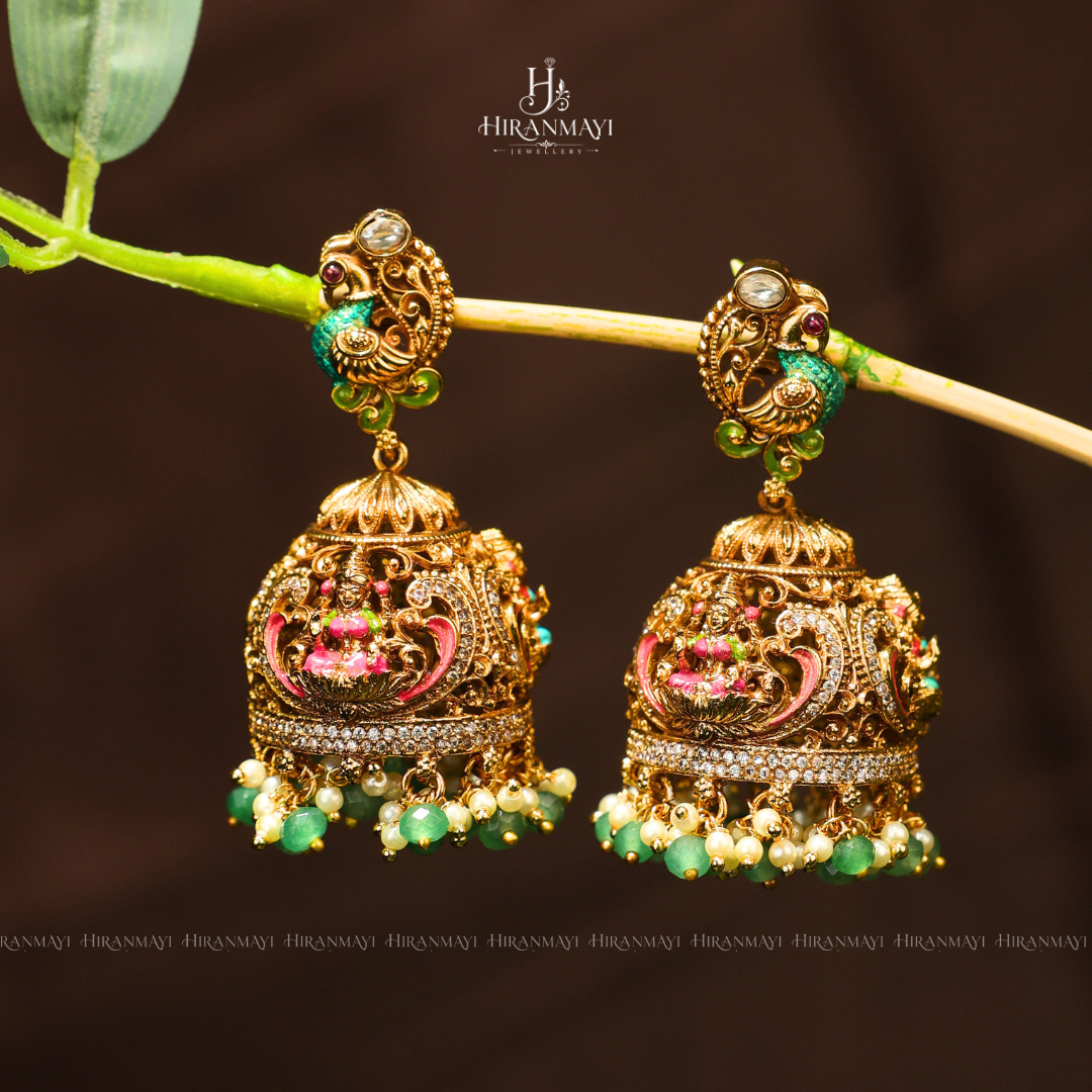 Antique Meenakari hand painted jumka