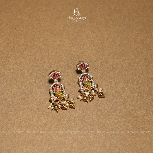 Meenakari hand painted with zircon stone necklace