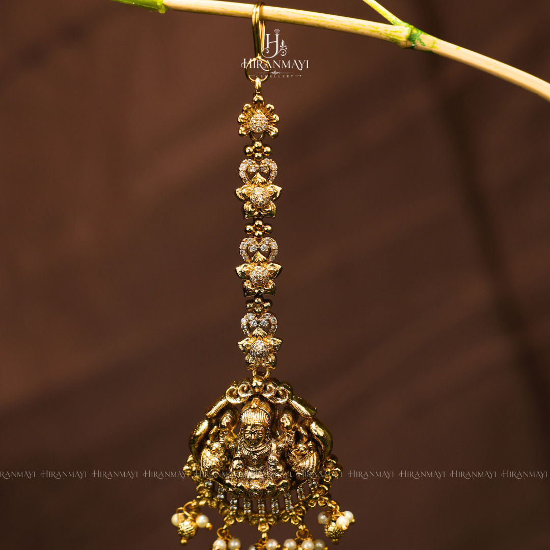 Lakshmi and peacock crafted antique tikka
