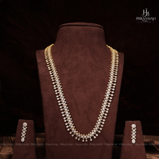 American diamond white stone long haram