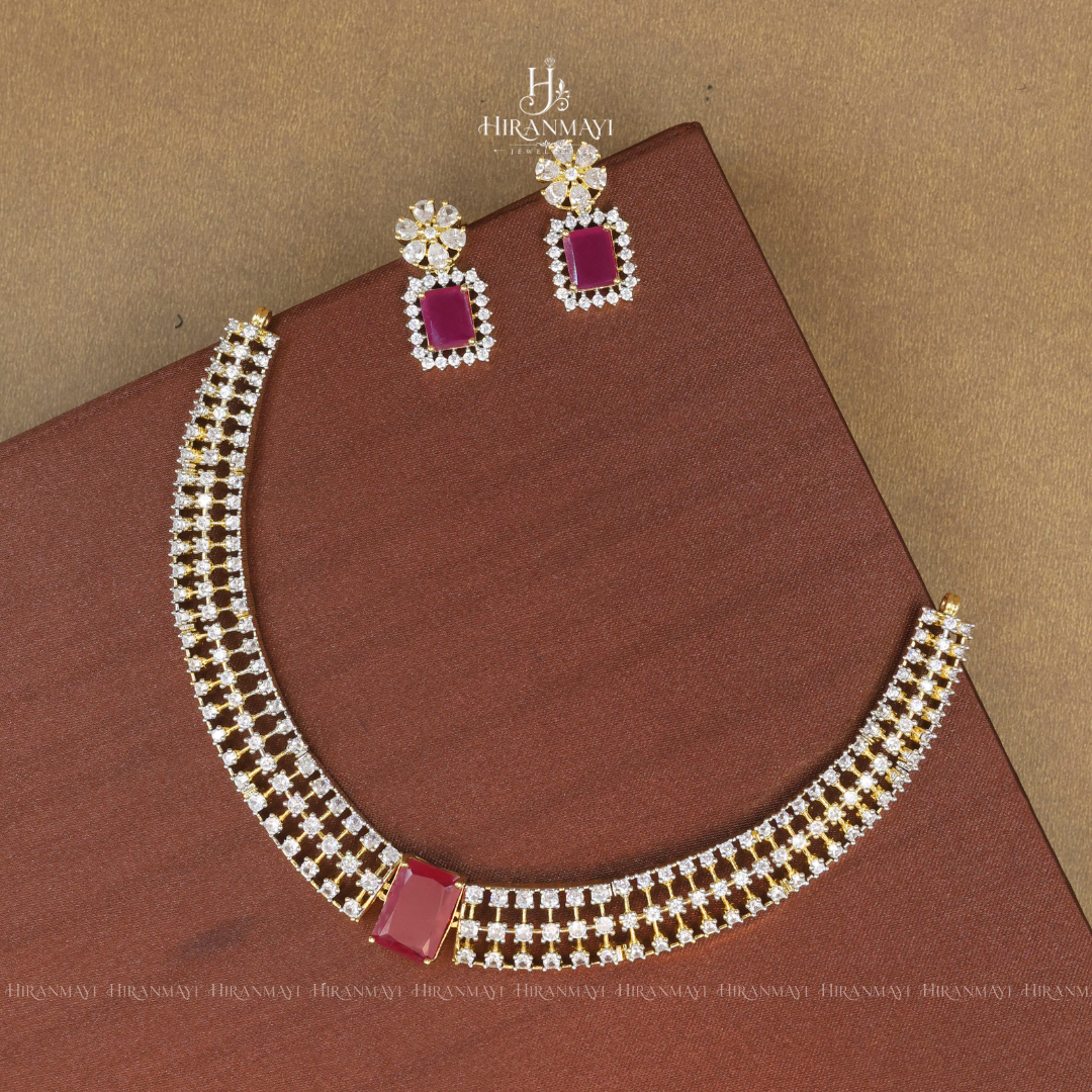 Celebrity inspired necklace Ruby pink