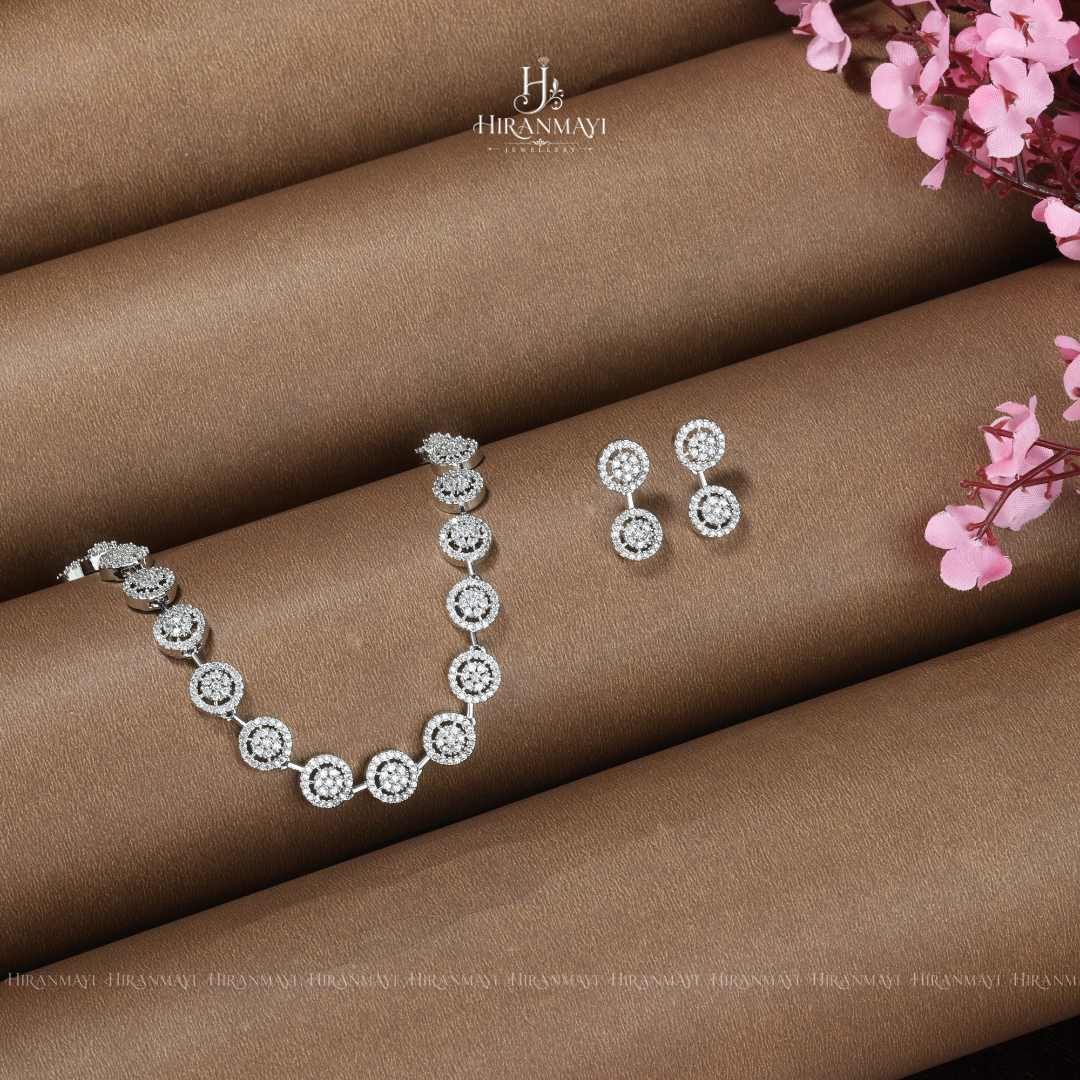 Diamond replica white stone necklace