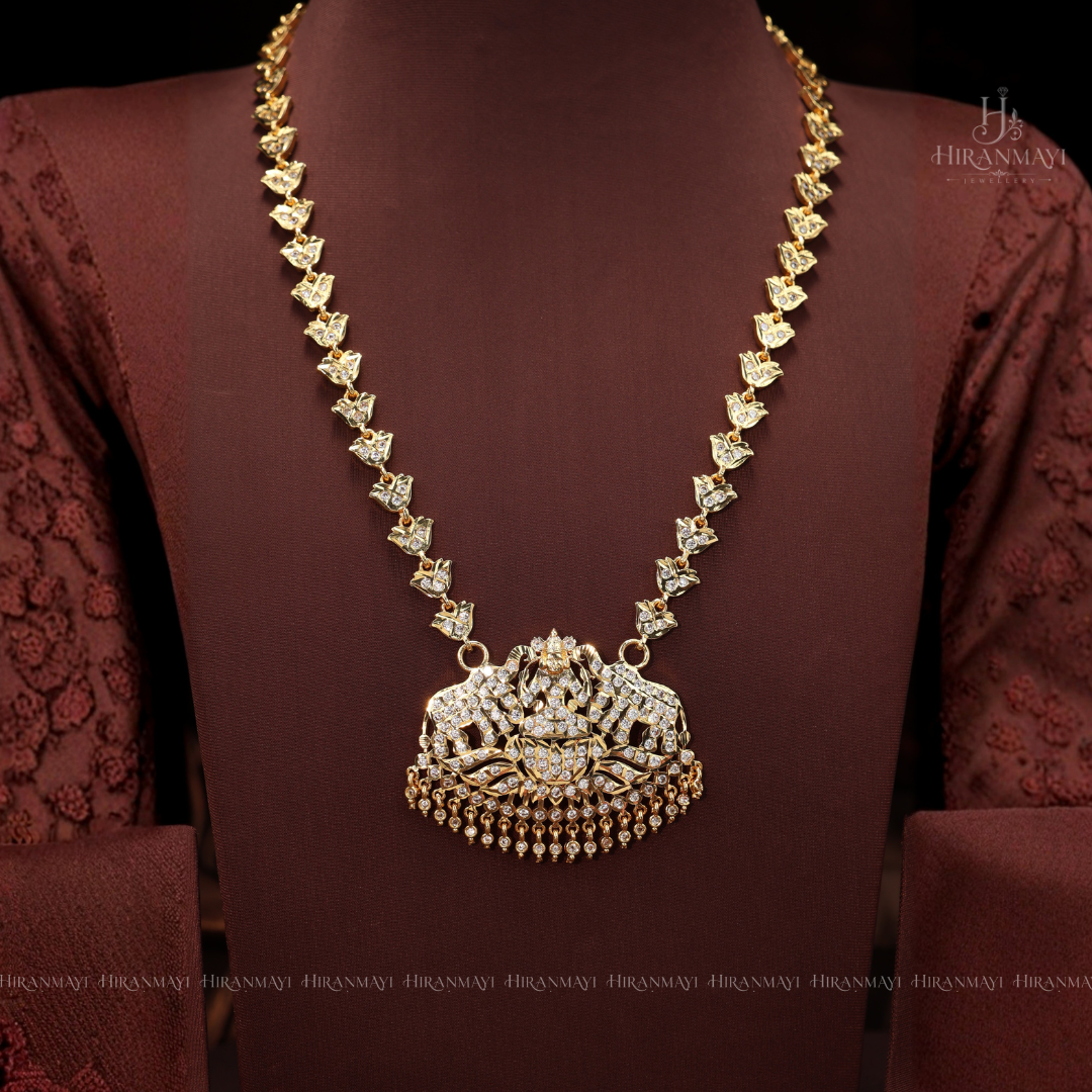 Vintage stone malai with little Lakshmi motif