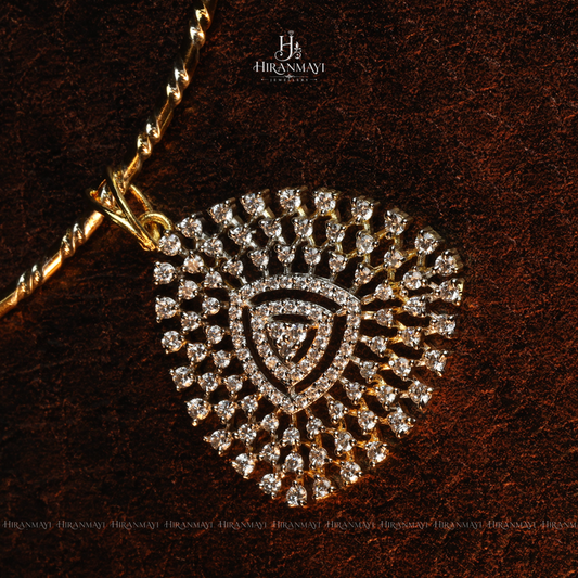 Diamond replica pattern pendant with hasli