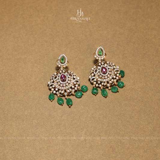 American diamond with ruby and emerald stone necklace and haram