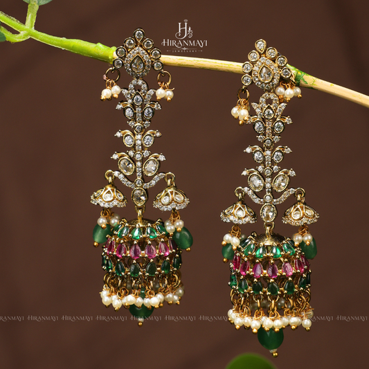 Chandelier layer jumka with Kundan stones