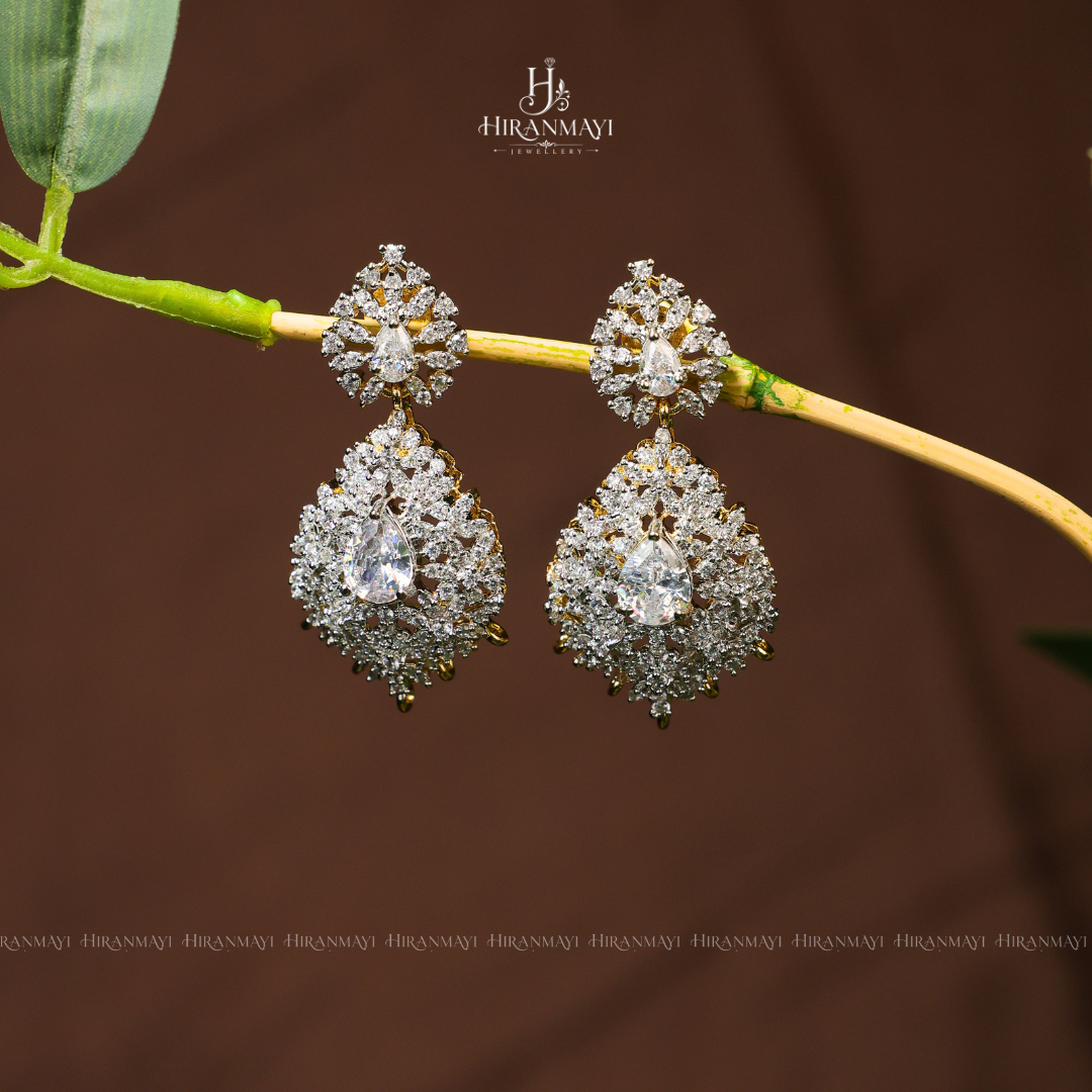 Gj polish white stone earring