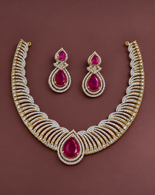 American diamond party wear necklace with earrings