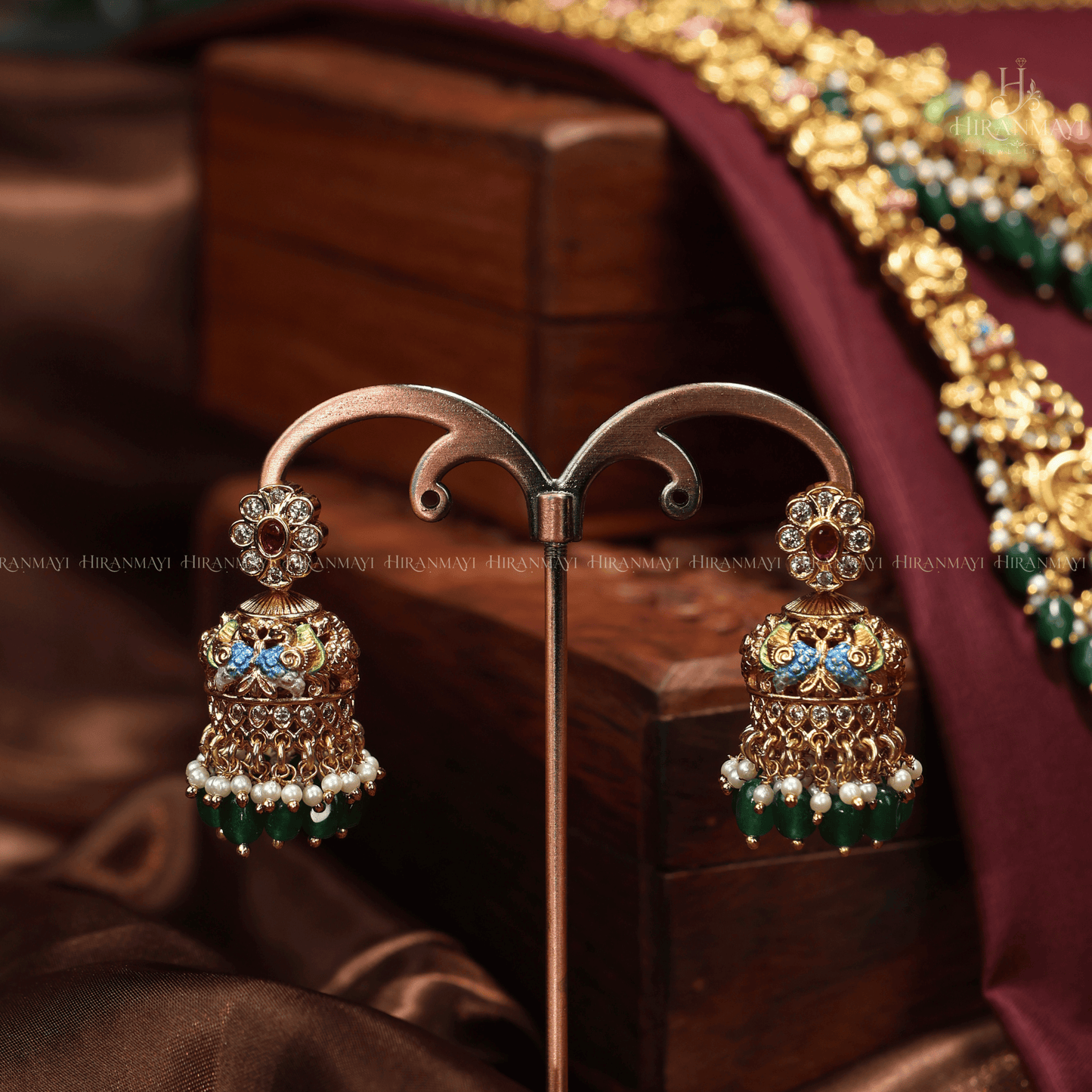 Hand painted with Lakshmi motif bridal necklace with haram