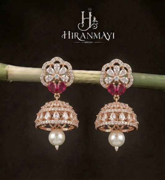 Rose gold with ruby stone jumka