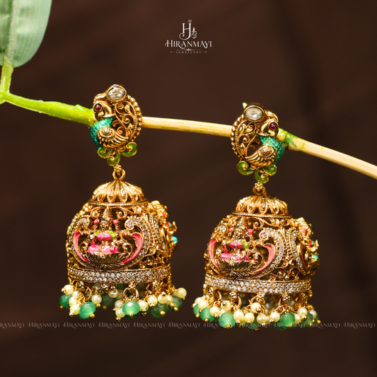 Antique Meenakari hand painted jumka