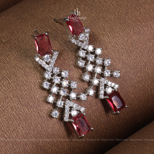Diamond replica ruby with white stone necklace