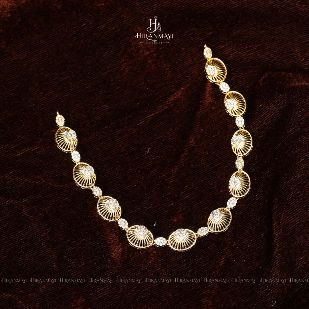 Shell model stone studded necklace