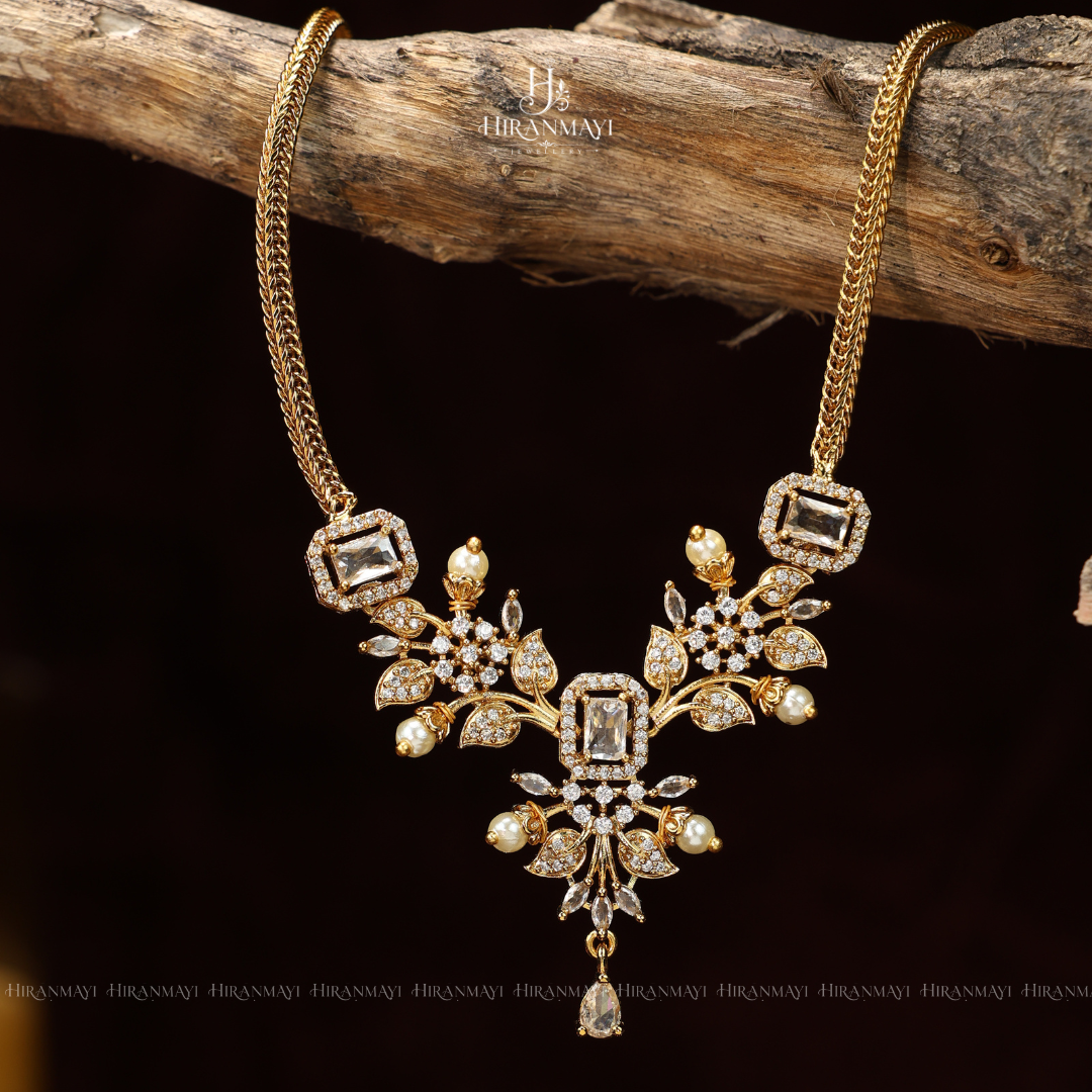 White stone studded necklace