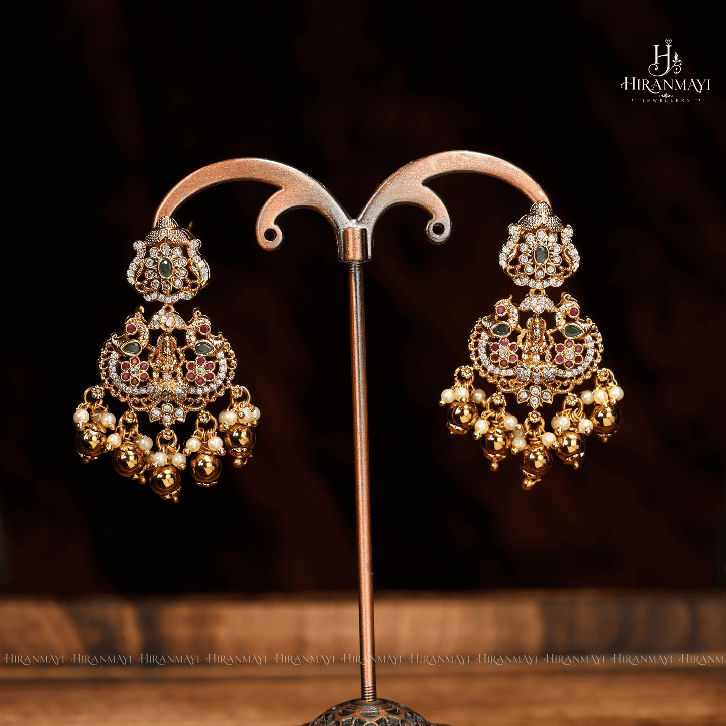 Beautiful Workmanship Crafted Lakshmi With Peacock Detailing Long Haram