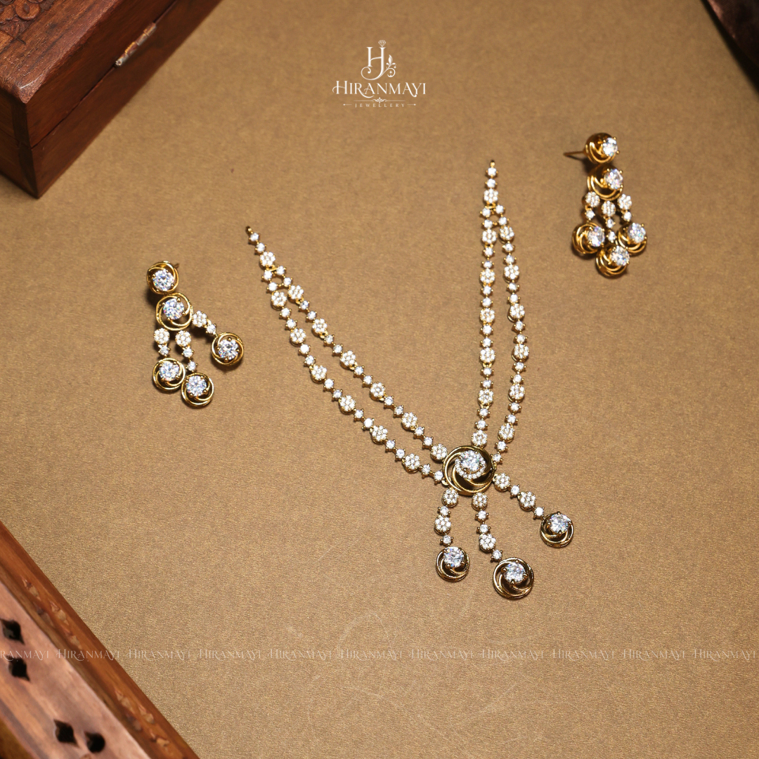 Two layer American diamond party wear necklace rs.1290