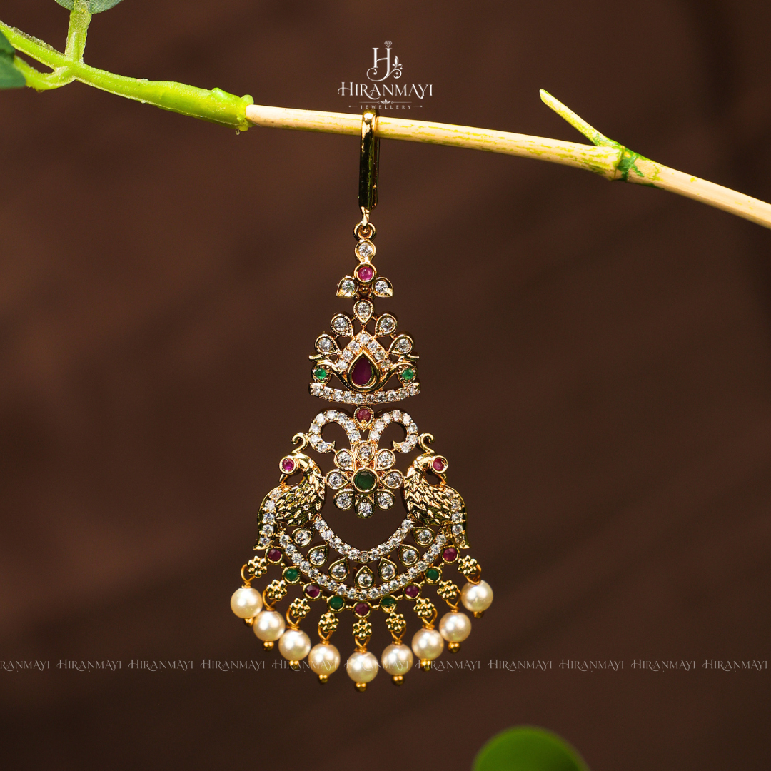 Multi color stone with peacock crafted tikka