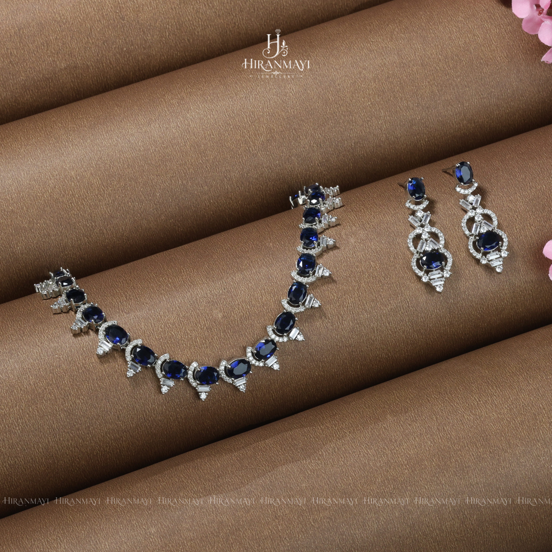 Bold sapphire crystal stone necklace