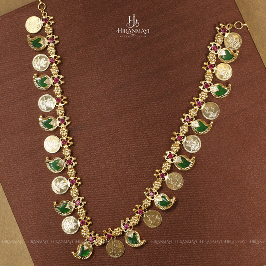 Palakka manga with coin mid length necklace